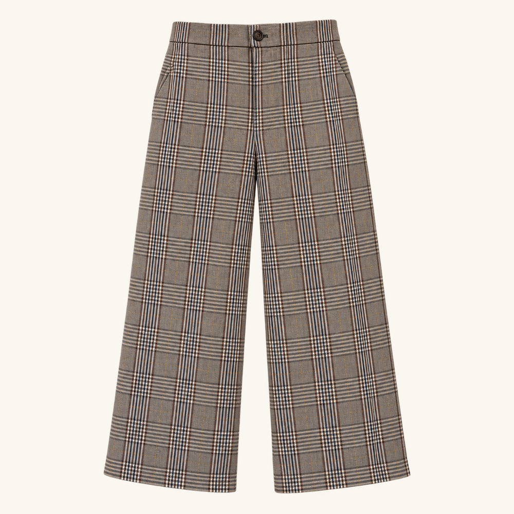 Madewell Huston Menswear Plaid High Rise Wide Leg Crop Pants Brown S